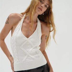 LNA Hollis Cable Knit Halter Top